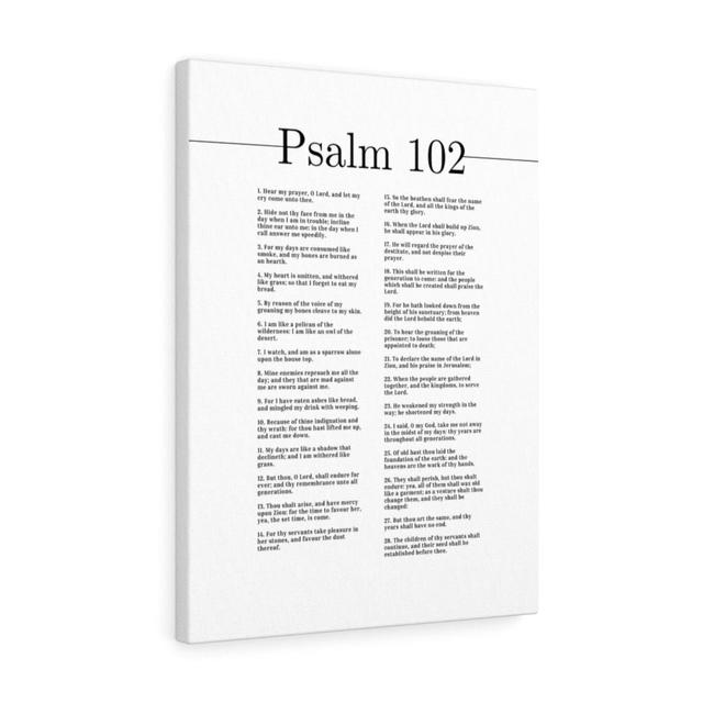 Hear My Prayer, O Lord Psalm 102 - Wrapped Canvas Typography Blue Elephant on Productcaster.