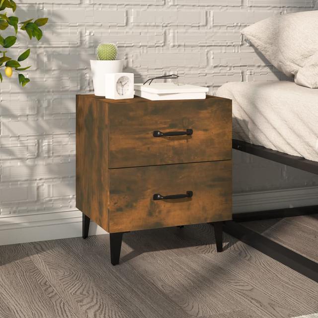 Modern Bedside Cabinet 40X35x47.5 Cm In Smoked Oak Engineered Wood Alpen Home on Productcaster.