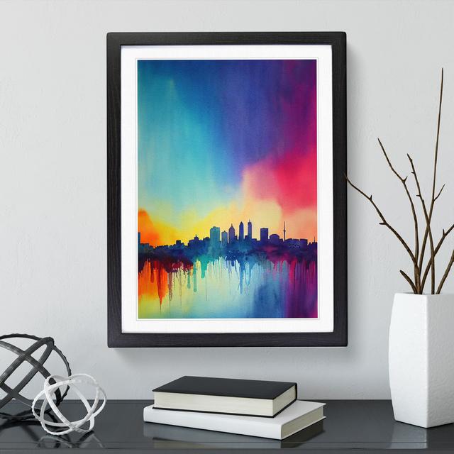 XV1022-3153X Paint Drip City Skyline No.5 Abstract - Single Picture Frame Print 17 Stories Format: Black, Size: 64cm H x 46cm W x 2cm D on Productcaster.