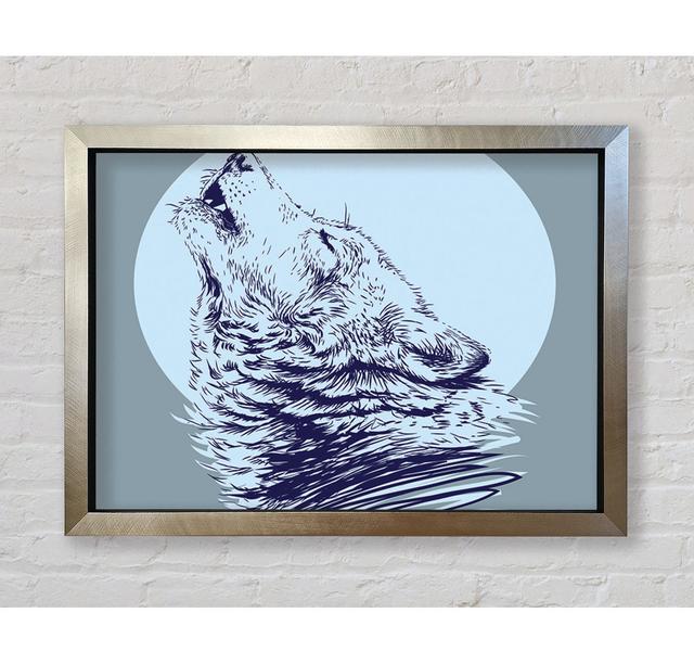 Howling Wolf At Night - Single Picture Frame Art Prints Bright Star Size: 42cm H x 59.7cm W x 3.4cm D on Productcaster.