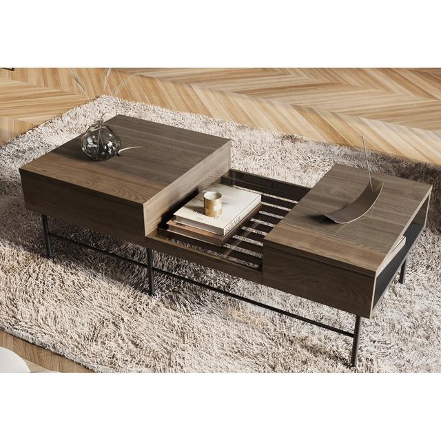 Mascoutah 4 Legs Coffee Table with Storage Latitude Run on Productcaster.