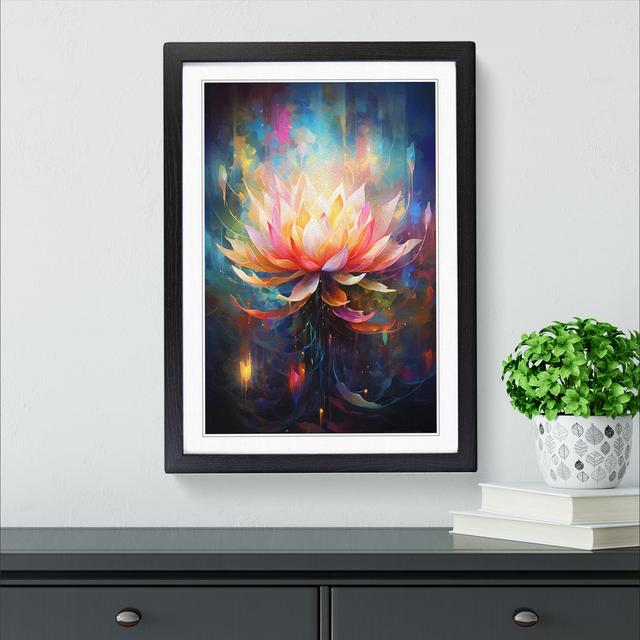 Lotus Flower Abstract - Single Picture Frame Print on Wood Marlow Home Co. Frame Colour: Black, Size: 46cm H x 34cm W x 2cm D on Productcaster.