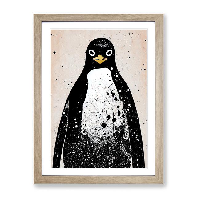 Penguin Graffiti No.5 - Picture Frame Graphic Art Marlow Home Co. Size: 46cm H x 34cm W x 2cm D, Frame Colour: Oak Framed on Productcaster.