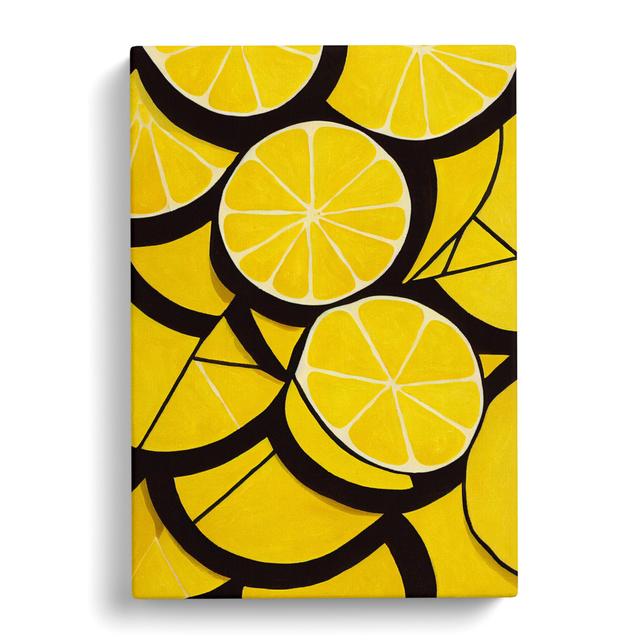 Sliced Lemon Fruit Suprematism - Wrapped Canvas Graphic Art Brambly Cottage Size: 50cm H x 35cm W x 3cm D on Productcaster.