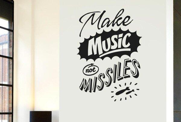 Make Music Not Missiles Wall Sticker East Urban Home Size: Medium, Colour: Black on Productcaster.