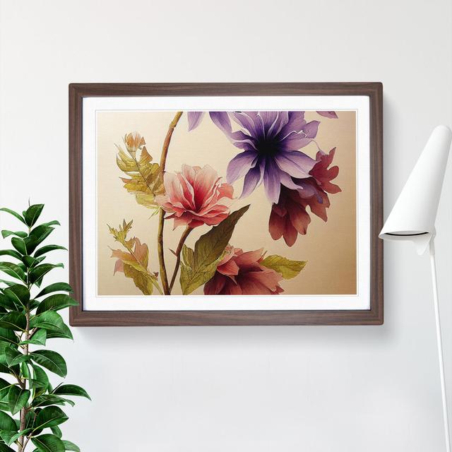 Stunning Watercolour Flowers - Picture Frame Graphic Art Marlow Home Co. Size: 46cm H x 64cm W x 2cm D, Frame Colour: Walnut Framed on Productcaster.