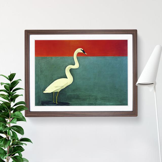 XH1022-6199X Modern Swan Art Abstract - Single Picture Frame Print Marlow Home Co. Size: 46cm H x 64cm W x 2cm D, Frame Colour: Walnut on Productcaster.