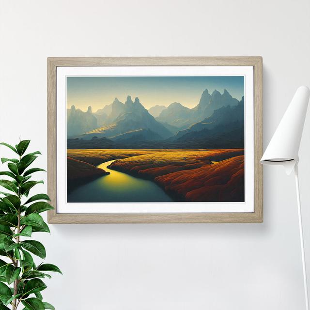 Incomparable Mountain Landscape - Single Picture Frame Print Alpen Home Frame Colour: Oak, Size: 46cm H x 64cm W x 2cm D on Productcaster.