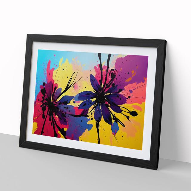 Impressive Flower Splash Abstract - Picture Frame Painting ClassicLiving Frame Colour: Black, Size: 46cm H x 64cm W x 2cm D on Productcaster.