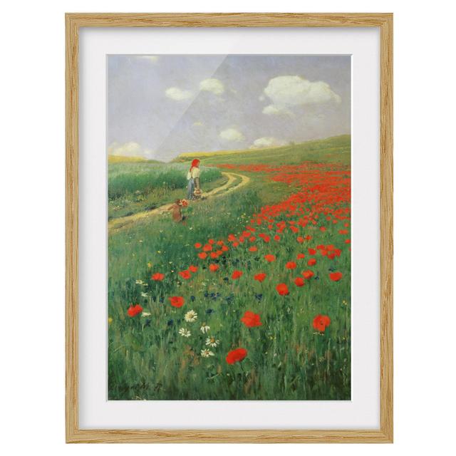 Summer Landscape with Poppies in Bloom - Picture Frame Painting Rosalind Wheeler Size: 100cm H x 70cm W x 2cm D, Frame Option: Brown Framed on Productcaster.