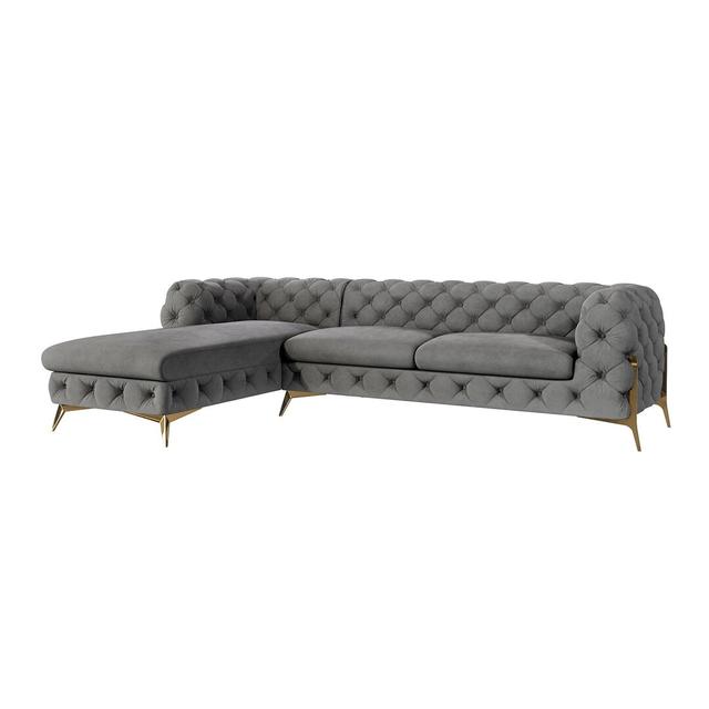 Azaylee Velvet Corner Sofa Canora Grey Upholstery Colour: Grey on Productcaster.