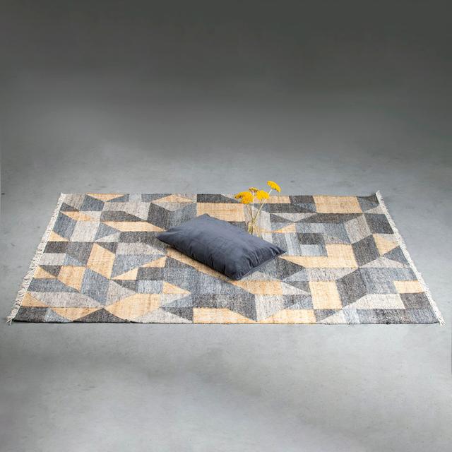 Riston Handwoven Gold/Grey Rug Corrigan Studio Rug Size: Rectangle 160 x 230cm on Productcaster.