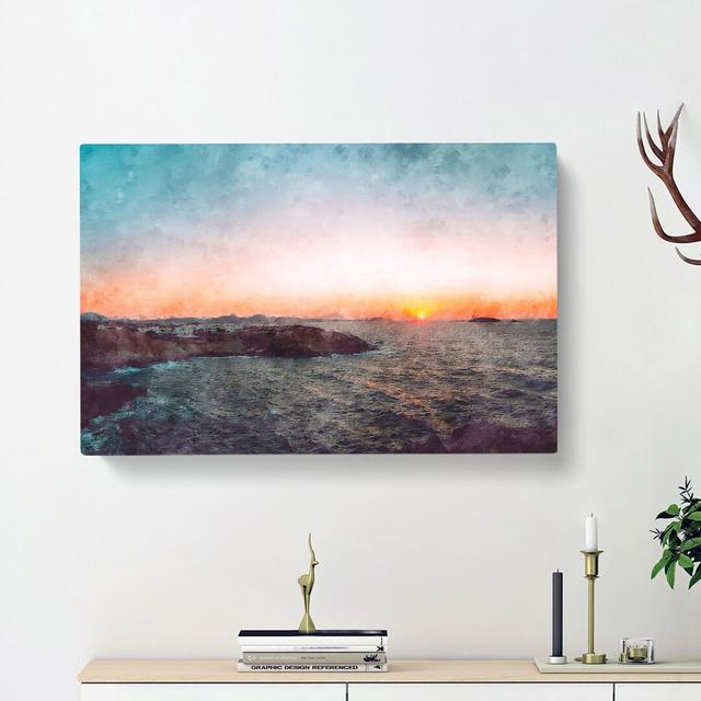 Sunset in Milos Greece - Wrapped Canvas Painting Print East Urban Home Size: 50cm H x 76cm W x 3cm D on Productcaster.