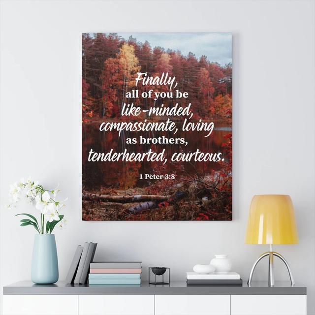 Tenderhearted Courteous 1 Peter 3:8 - Wrapped Canvas Print Blue Elephant Size: 76cm H x 61cm W on Productcaster.