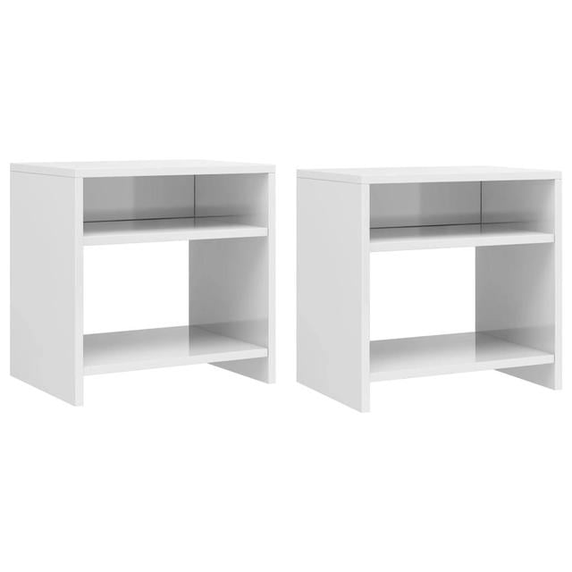 Set Of 2 High Gloss White Bedside Cabinet 40X30x40 Cm – Stylish Engineered Wood Nightstand 17 Stories Colour: High Gloss White on Productcaster.