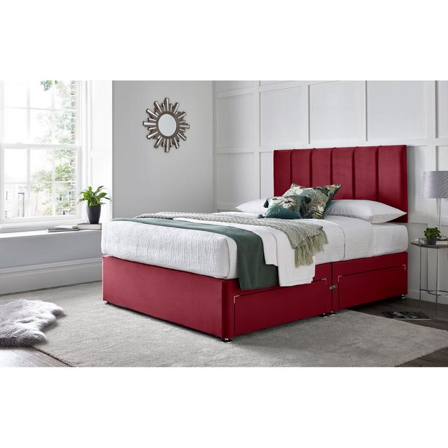 Hayott Divan Bed with 24" Headboard on Struts Wayfair Sleep Storage Type: No Drawers, Size: Double (4'6), Colour: Maroon on Productcaster.