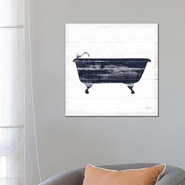 Shiplap Bath I Navy by Sue Schlabach - Wrapped Canvas Art Prints Alpen Home Size: 66.04cm H x 66.04cm W x 1.91cm D on Productcaster.