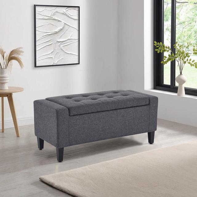 Luxury Crushed Velvet Ottoman Stool home republic Upholstery Upholstery Material: Linen, Upholstery Colour: Charcoal on Productcaster.