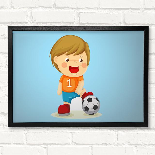 Footballer Standing On Ball Ophelia & Co. Size: 29.7cm H x 42cm W, Colour: Baby Blue on Productcaster.