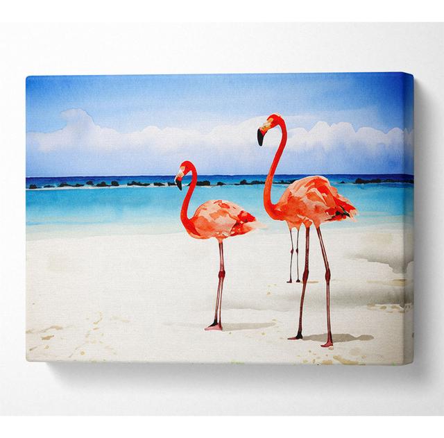 Flamingo Paradise - Print 17 Stories Size: 81cm H x 121.9cm W x 10cm D on Productcaster.