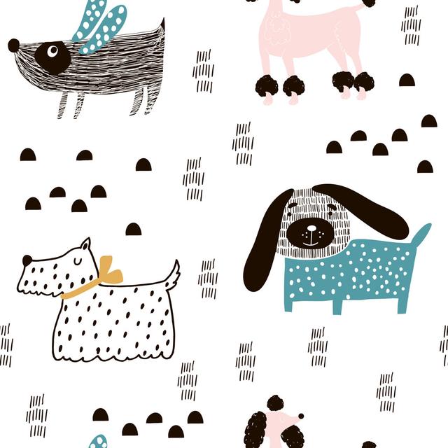 Cute Dogs Pattern by Solodkayamari - Print ClassicLiving Size: 80cm H x 80cm W x 1.8cm D on Productcaster.