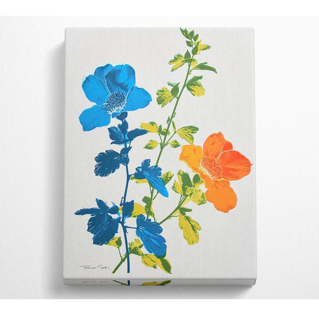 Orange and Blue Flowers - Wrapped Canvas Art Prints Marlow Home Co. Size: 81.3cm H x 50.8cm W on Productcaster.