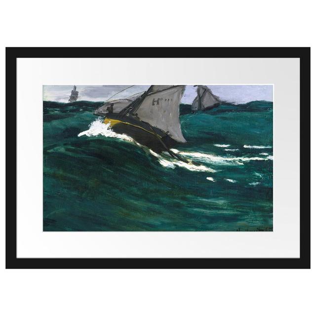 Gerahmter Kunstdruck The Green Wave von Claude Monet Longshore Tides Maße: 40 cm H x 55 cm B x 2,5 cm T on Productcaster.