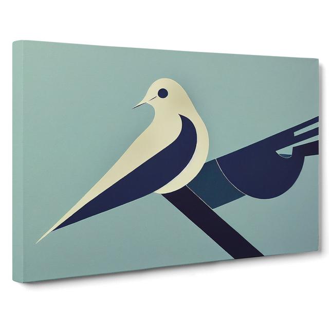 Modern Abstract Dove Bird - Wrapped Canvas Graphic Art Marlow Home Co. Size: 40cm H x 60cm W x 3cm D on Productcaster.