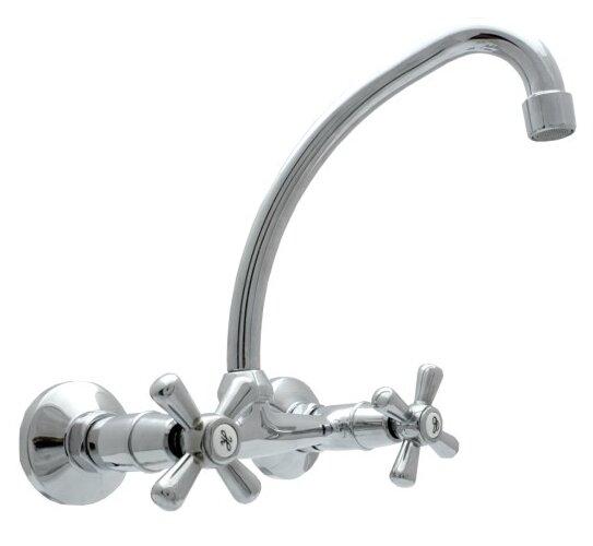 'F' Spout Cross Head Twin Lever Monobloc Tap Belfry Kitchen on Productcaster.