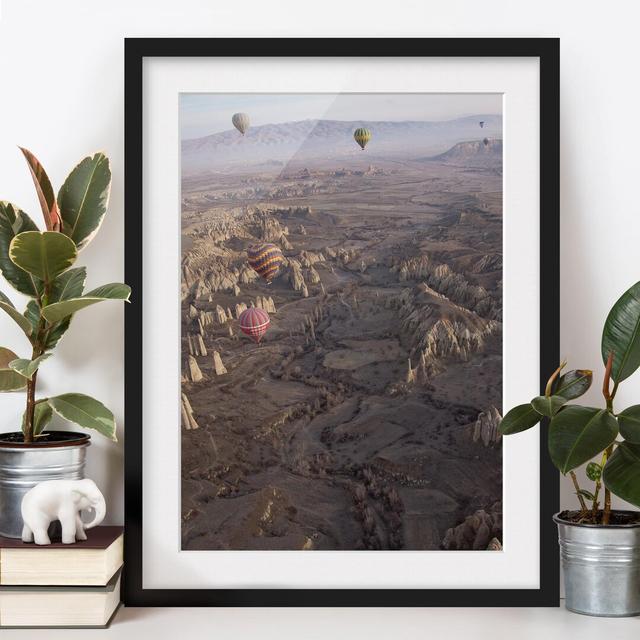 Hot Air Balloons over Anatolia - Picture Frame Photograph Union Rustic Frame Option: Black Framed, Size: 40cm H x 30cm W x 2cm D on Productcaster.