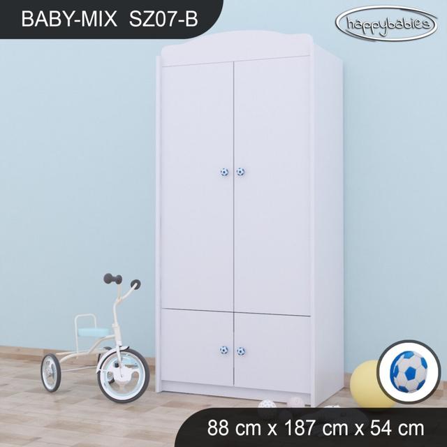 Baby 4 Door Wardrobe Happy Babies Colour: White/Blue on Productcaster.