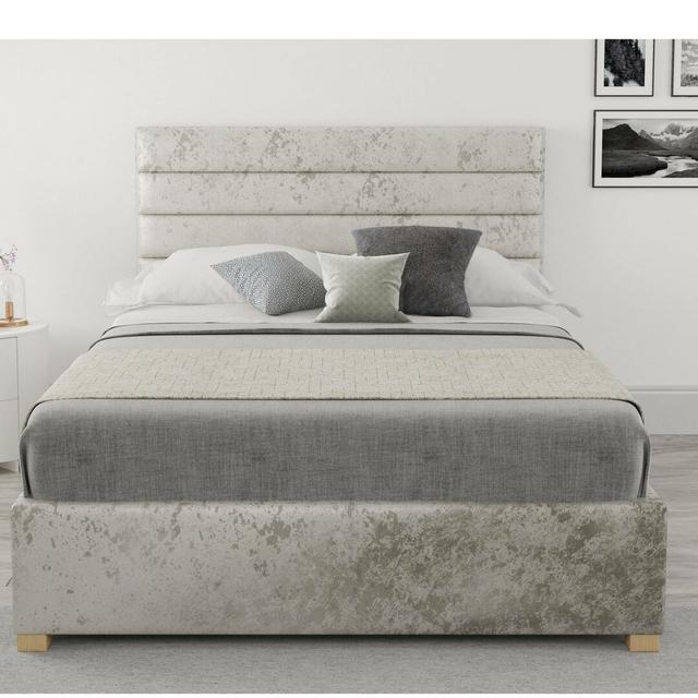 Mraz Upholstered Ottoman Bed Brayden Studio Colour: Pearl, Size: Double (4'6) on Productcaster.