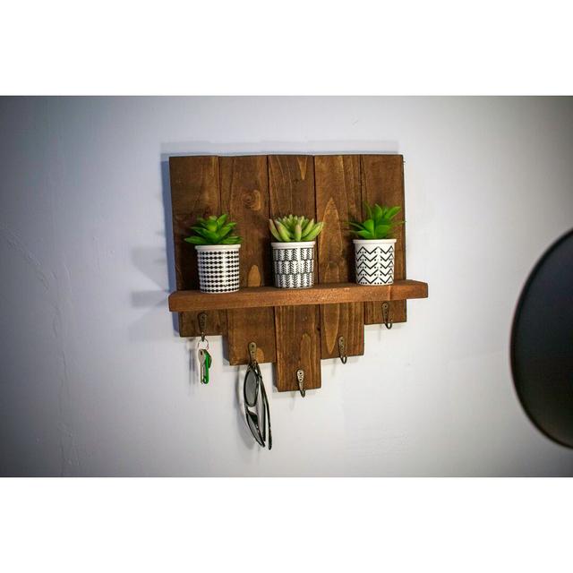 Ravenden Pine Solid Wood Floating Shelf with Hooks Alpen Home Finish: Warm Oak on Productcaster.