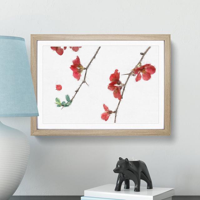 Pink Flowers and Thorns - Picture Frame Graphic Art Print East Urban Home Size: 33cm H x 45cm W x 2cm D, Format: Oak on Productcaster.