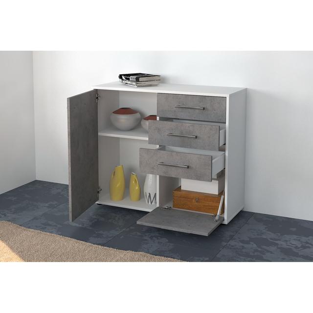 Barbel sideboard, free -standing/metal handles, size: 79x92x35cm Brayden Studio Colour: Concrete/White on Productcaster.