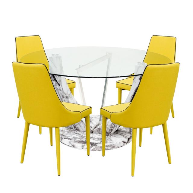 Eunice Dining Set with 4 Chairs Ebern Designs Colour (Chair): Yellow on Productcaster.