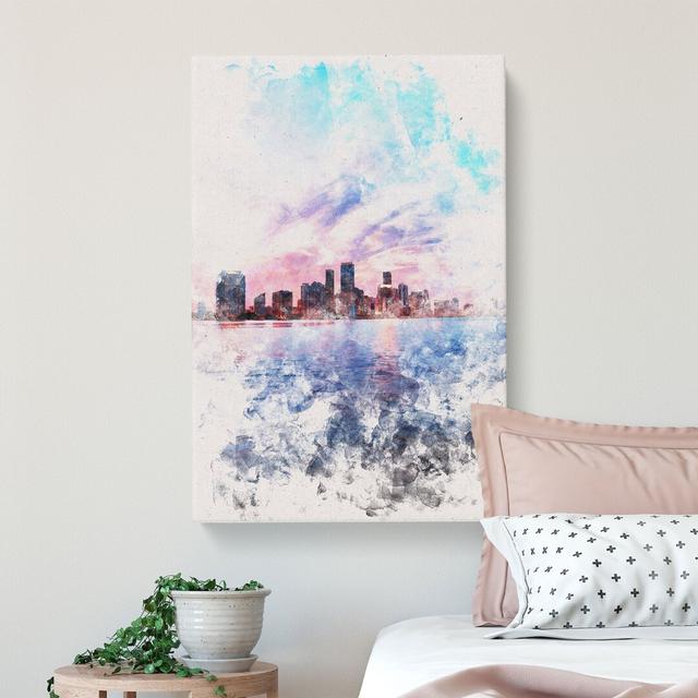 Miami Florida Skyline - Wrapped Canvas Graphic Art Print East Urban Home Size: 60cm H x 40cm W x 3cm D on Productcaster.