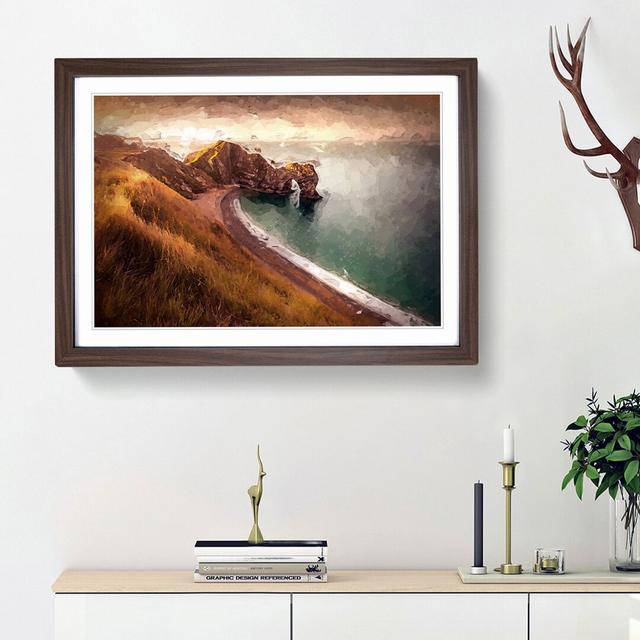 Durdle Door Cliffs Wareham - Picture Frame Graphic Art Print East Urban Home Size: 27cm H x 36cm W x 2cm D, Frame Option: Walnut Framed on Productcaster.