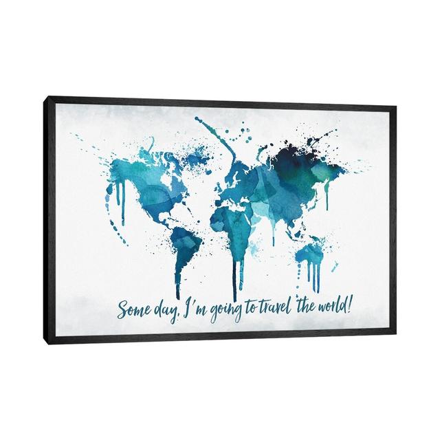 World Map Travel The World Ivy Bronx Size: 66.04cm H x 101.6cm W x 3.81cm D, Format: Black Framed Canvas on Productcaster.