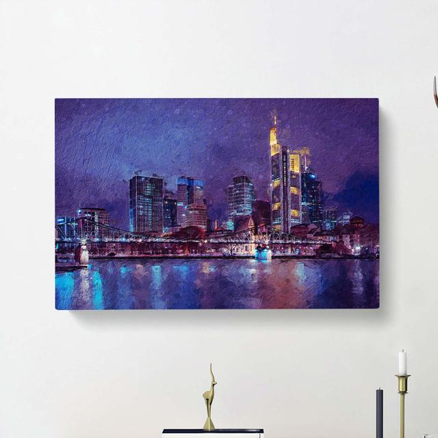 The Frankfurt Skyline in Germany at Night - Wrapped Canvas Painting Print East Urban Home Size: 50cm H x 76cm W x 3cm D on Productcaster.