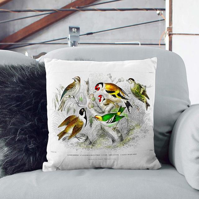 Collection Of Birds PL.59 Square Throw Cushion East Urban Home Size: 55 x 55 cm, Backing Colour: Black on Productcaster.