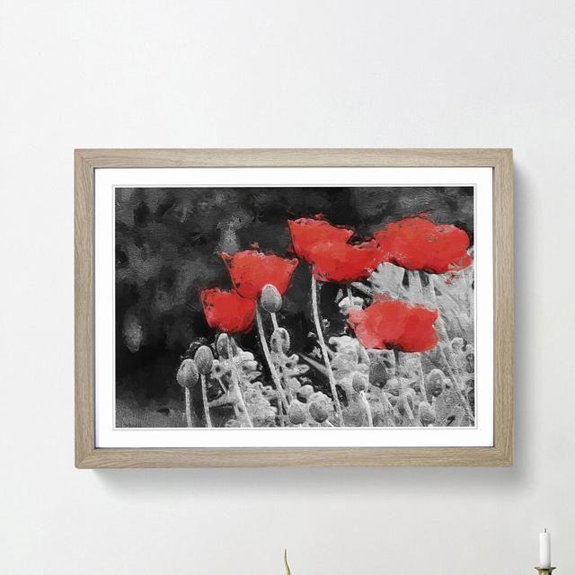 Red Poppy Field in Abstract - Picture Frame Painting Print East Urban Home Size: 48cm H x 65cm W x 2cm D, Frame Option: Oak Framed on Productcaster.