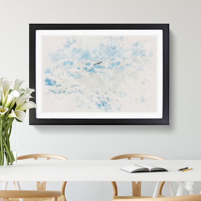 Bird Through the Clouds Watercolour - Picture Frame Graphic Art Print East Urban Home Size: 62cm H x 87cm W x 2cm D, Frame Option: Black Framed on Productcaster.