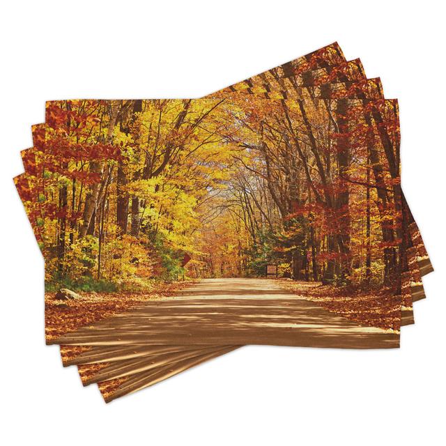 Place Mats Set of 4, Scenic Outdoors Empty Road, Redwood Yellow Orange (Set of 4) East Urban Home on Productcaster.