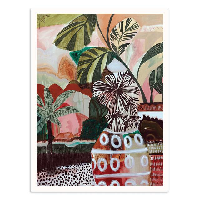 Clay Pots And Palms by Amanda Skye-Mulder - Painting 17 Stories Size: 102cm H x 76cm W x 0.25cm D, Format: Paper on Productcaster.