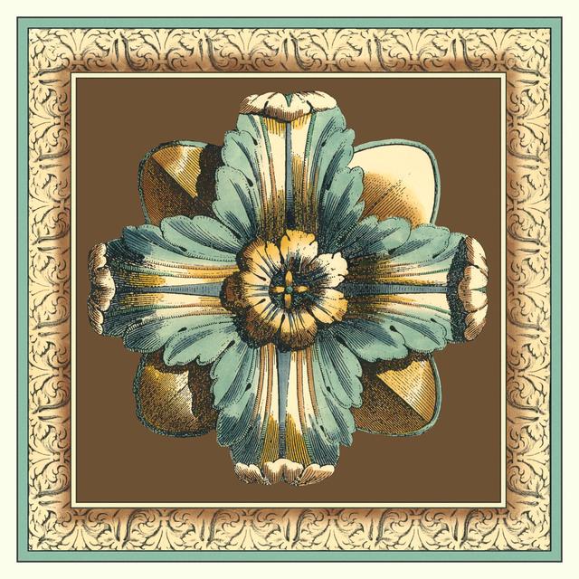 Printed Chocolate & Blue Rosette II by Vision Studio - Wrapped Canvas Art Prints Astoria Grand Size: 51cm H x 51cm W x 3.8cm D on Productcaster.