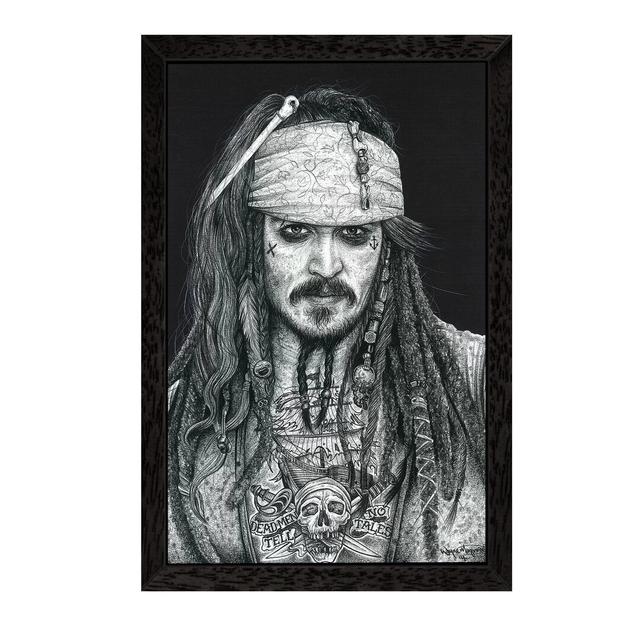 Captain Jack by Inked Ikons - Floater Frame Painting Print on Canvas Happy Larry Frame Option: Black Framed on Productcaster.