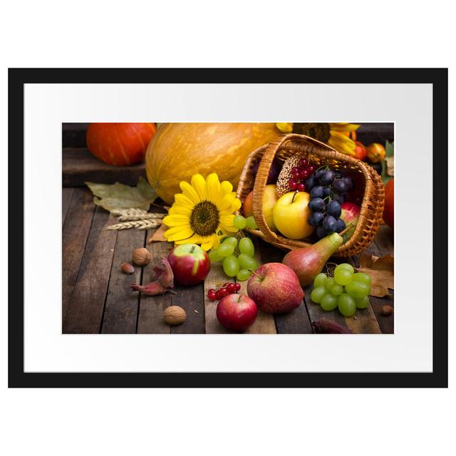 Gerahmtes Poster Herbstlicher Obstkorb East Urban Home Größe: 40 cm H x 55 cm B on Productcaster.