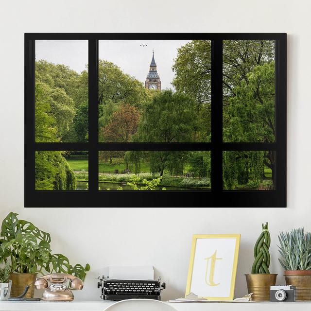 Leinwandbild Fensterblick über den St. James Park zum Big Ben von Philippe Hugonnard Ebern Designs Größe: 60cm H x 90cm B, Format: 330 g/m² Recycelte on Productcaster.