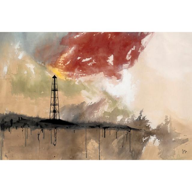 Oil Rig Landscape II - Wrapped Canvas Painting Rosalind Wheeler Size: 20cm H x 30cm W x 3.8cm D on Productcaster.